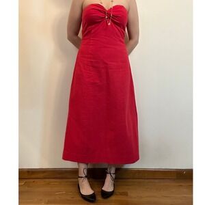 Lost + Wander Strapless Red Midi Dress